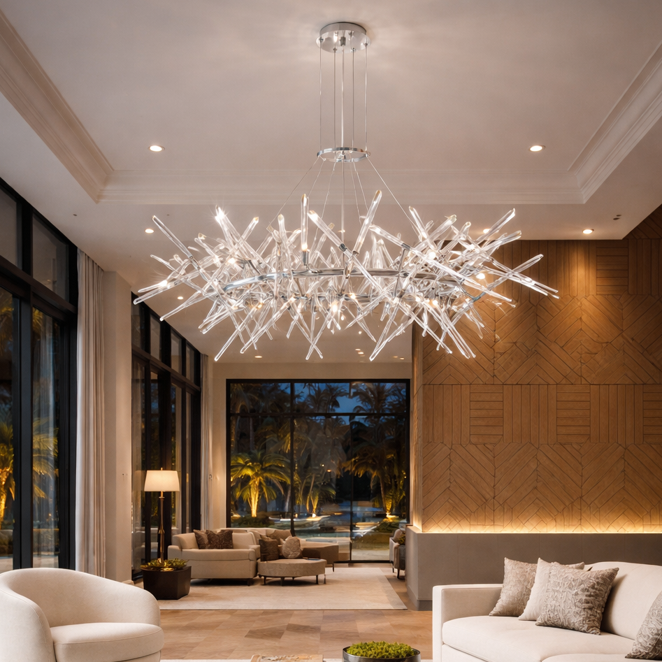 Icicle Crown Chandelier – Glass Statement Piece