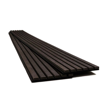 Modern Acoustic Wood Slat Panels – Dark Finish
