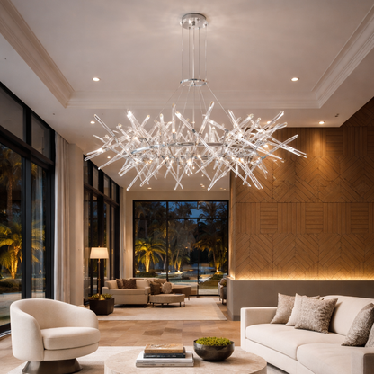 Icicle Crown Chandelier – Glass Statement Piece