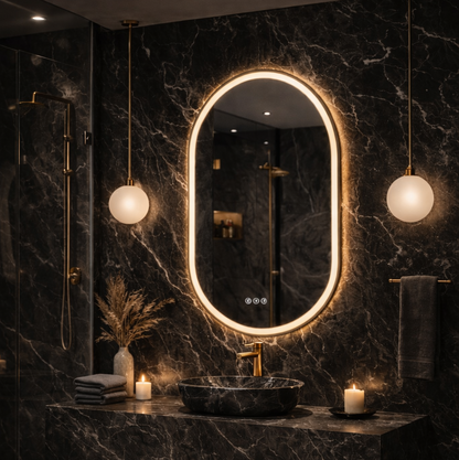 Oval LED Mirror – Ambient Sculpted Vanity