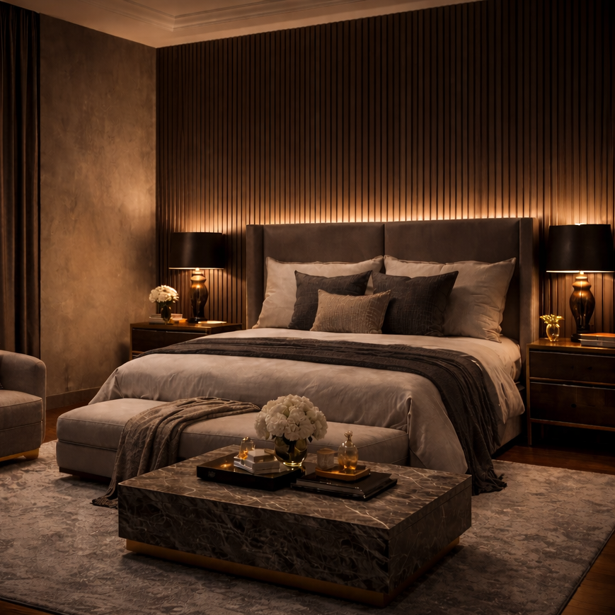 Modern Acoustic Wood Slat Panels – Dark Finish